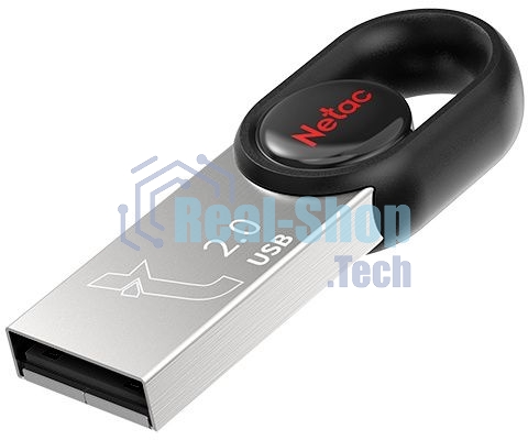 Флешка USB Netac UM2 (NT03UM2N-064G-20BK), 64Gb, USB 2.0, R/W 100/40, серебристый/черный