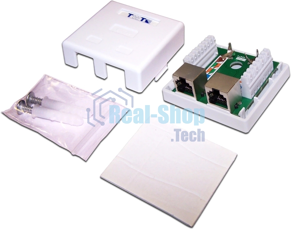 Настенная розетка, 1 порт RJ-45 категории 5е, STP, белая