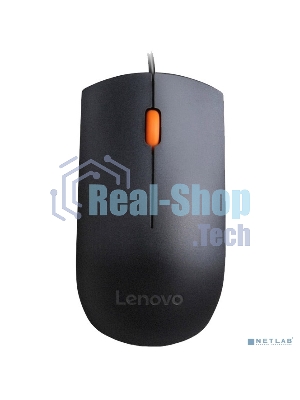 Мышь проводная Lenovo 300 черный, 1600 dpi, USB, кнопки - 3