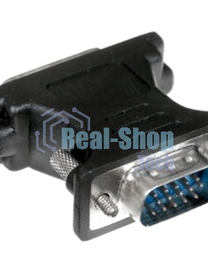Переходник Cablexpert VGA-DVI, 15M/25F, черный, пакет (A-VGAM-DVIF-01)