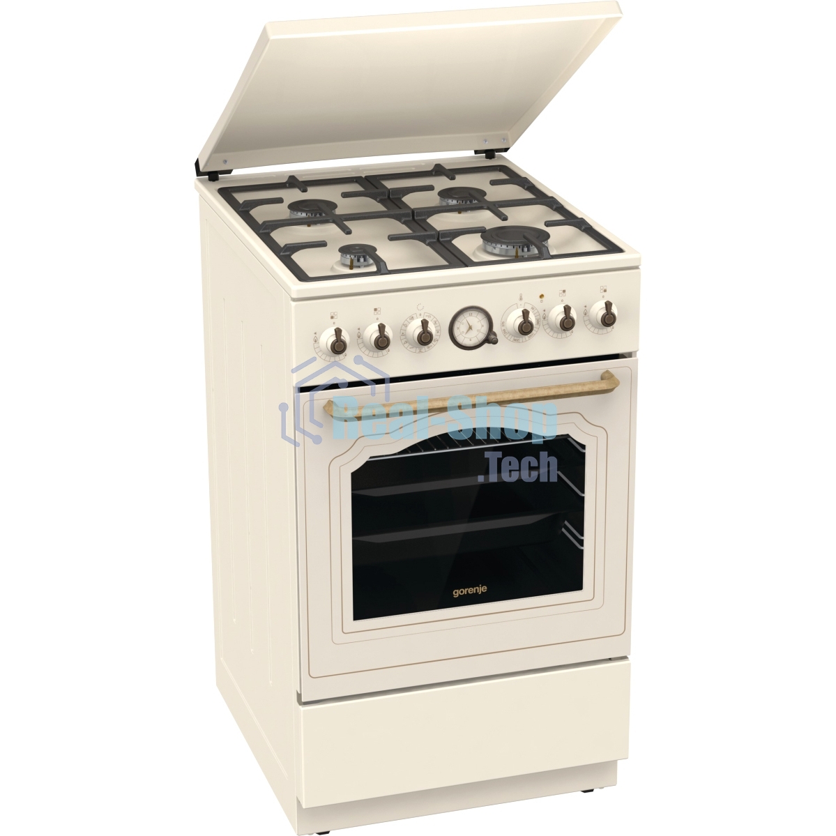 Плита комбинированная Gorenje GKS5B70CLI бежевый, конфорок 4 газовых, духовка 70 л, 50 см x 85 см x 59.4 см