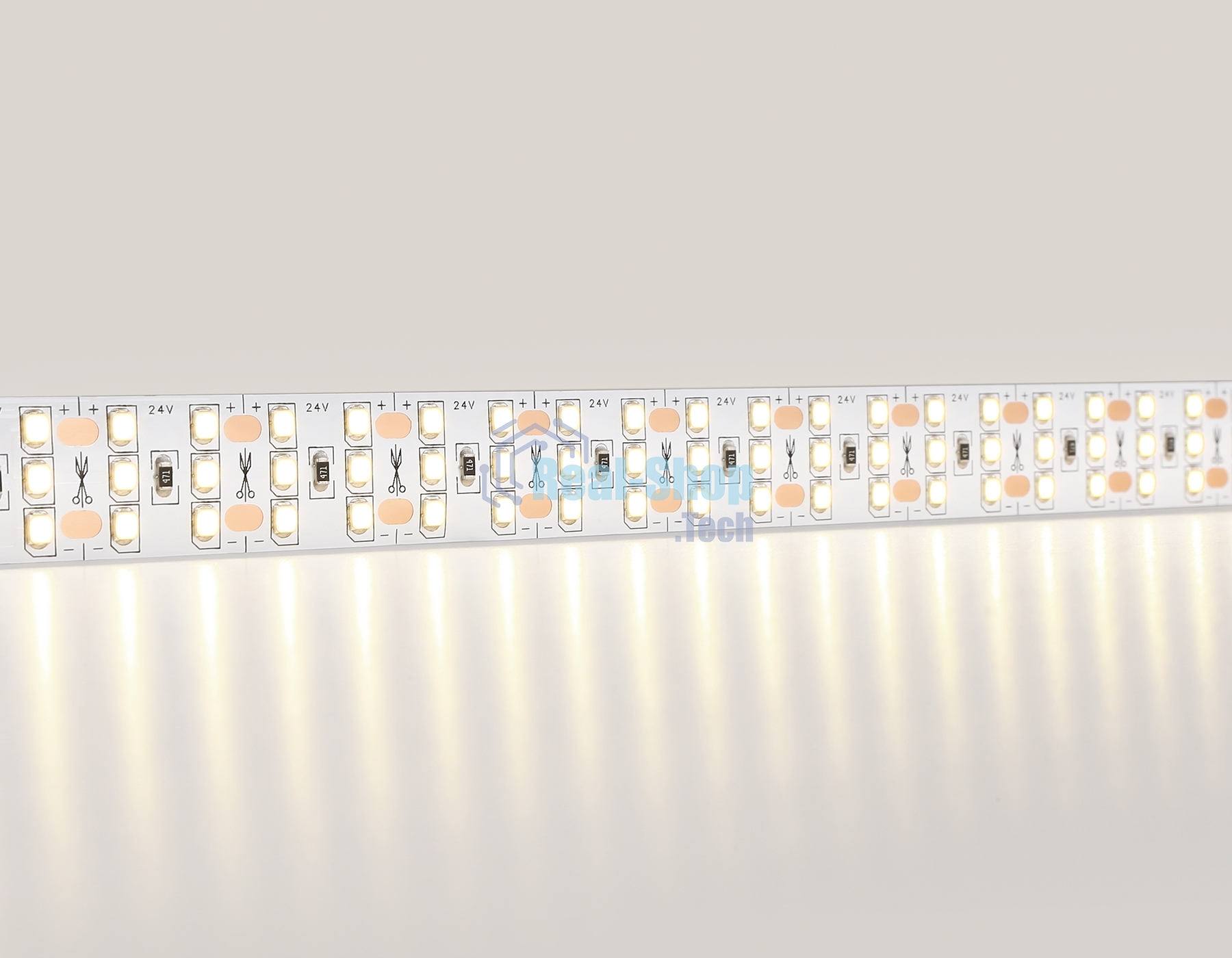 Светодиодная лента Ambrella light GS3901 2835 324Led/ 26W m/ 24V IP20 3000K/ 5000*18*1.2mm (2 конт.)