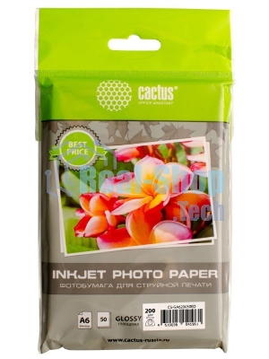 Фотобумага Cactus CS-GA620050ED/200г/м2/50л./белый глянцевое для струйной печати
