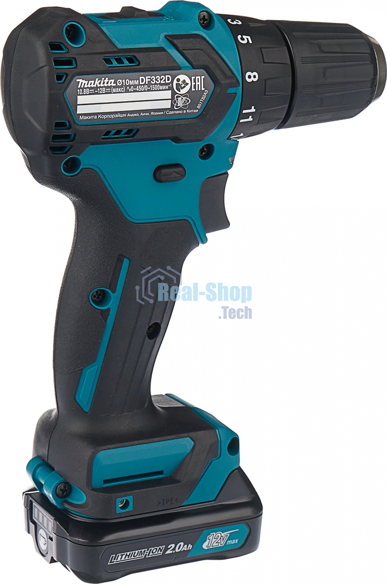 Дрель-шуруповерт Makita DF332DWAE, 12 В, 2 Ач, 35 Нм, бесщеточный