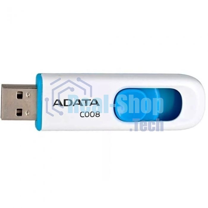 Флешка USB ADATA C008 (AC008-32G-RWE), 32Gb, USB 2.0, R/W 15/5, белый/синий