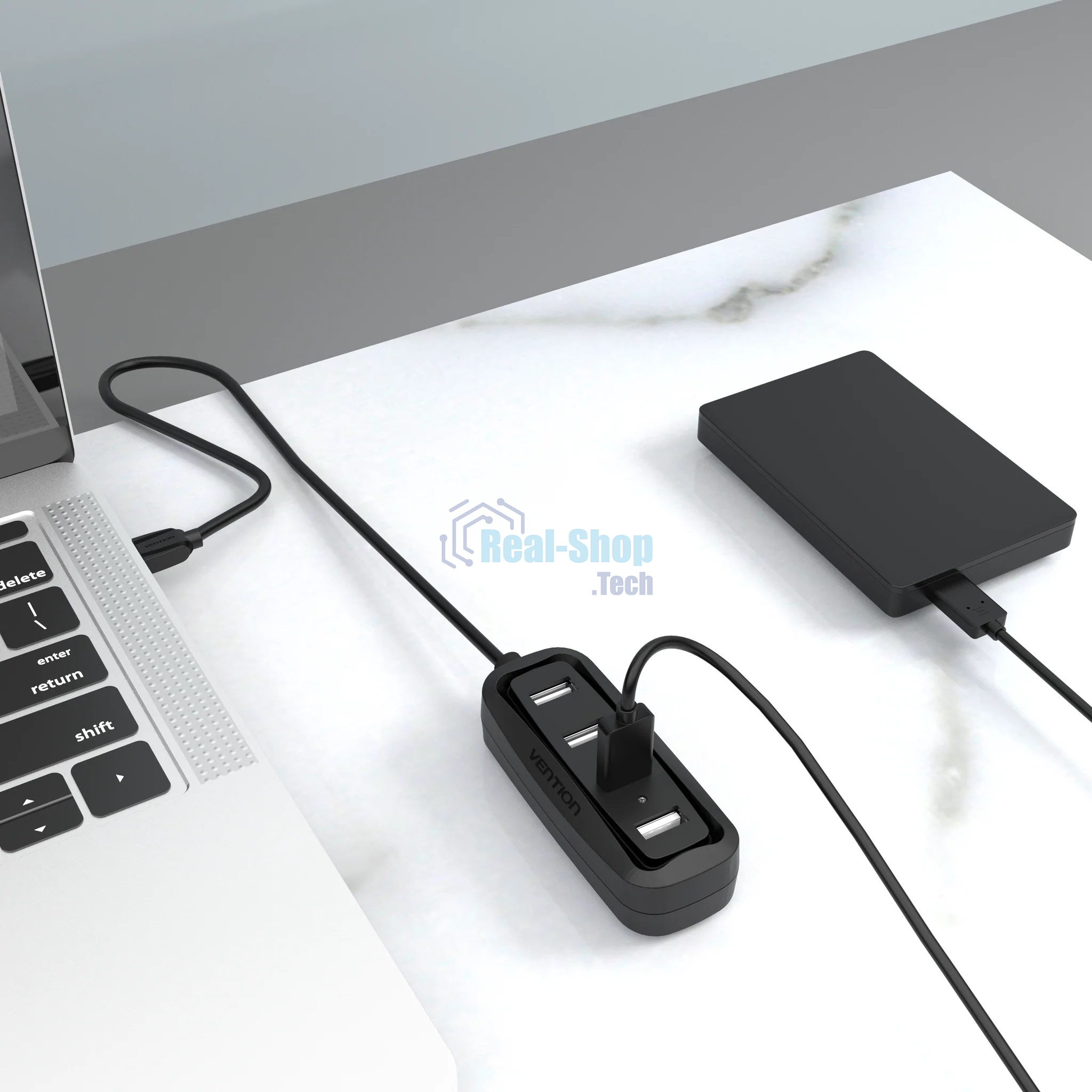 USB-концентратор Vention VAS-J43-B100, USB 2.0, USB 4 порта, USB