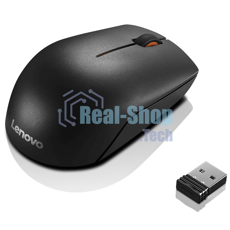 Мышь беспроводная Lenovo 300 черный, 1000 dpi, радиоканал, USB, кнопки - 3