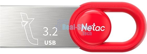 Флешка USB Netac UM2 (NT03UM2N-128G-32RE), 128Gb, USB 3.0, R/W 130/50, серебристый/красный