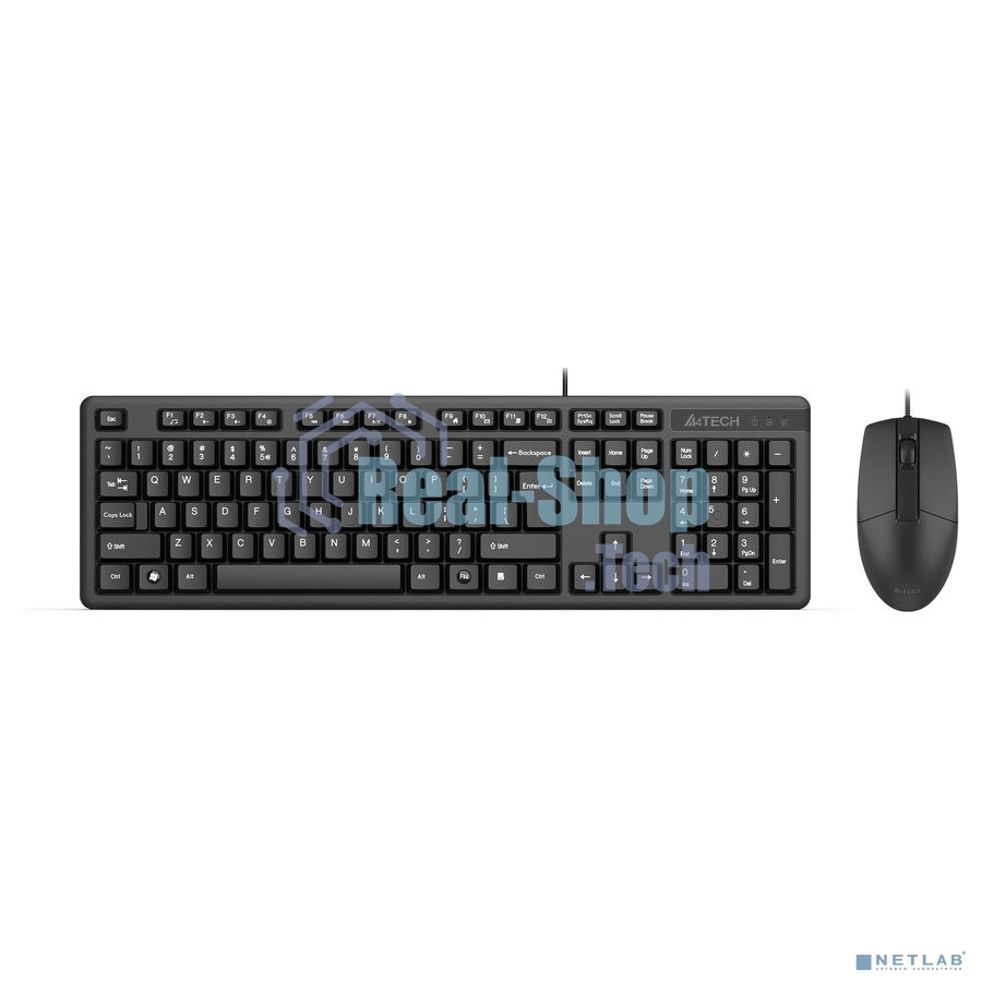 Комплект клавиатура+мышь A4Tech KK-3330 проводной, USB, 1200 DPI, чёрный