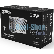 Блок питания LED STRIP PS 30Вт 12В Gauss 202003030