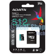Флеш карта MICRO SDXC 512Gb W/AD. AUSDX512GUI3V30SA2-RA1 ADATA