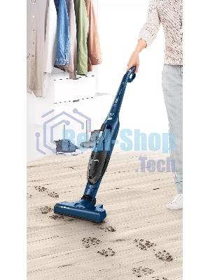 Пылесос вертикальный Bosch BCHF 2MX20 синий, питание от аккумулятора, 150 Вт, уборка сухая, пылесборник 0.4 л