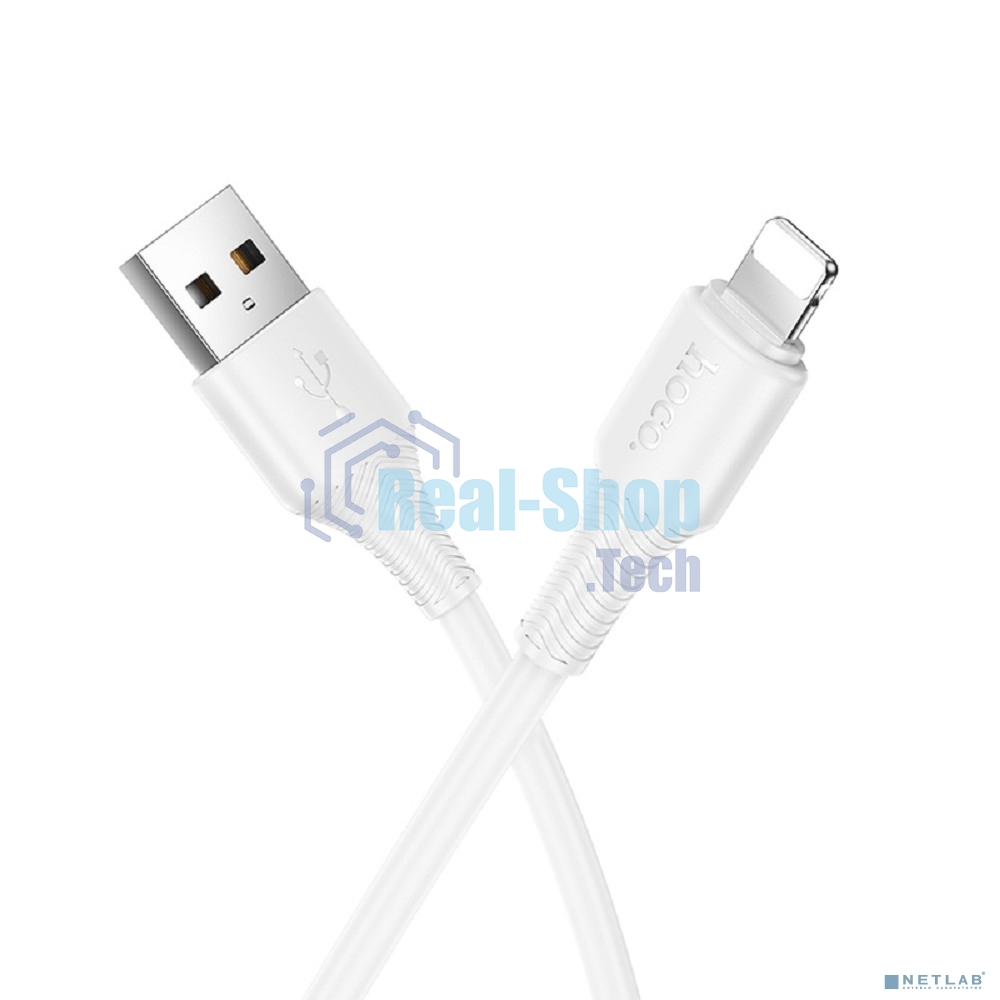 Кабель USB2.0 Hoco AM/Lightning, 2.4А, X120, 1м, белый, коробка