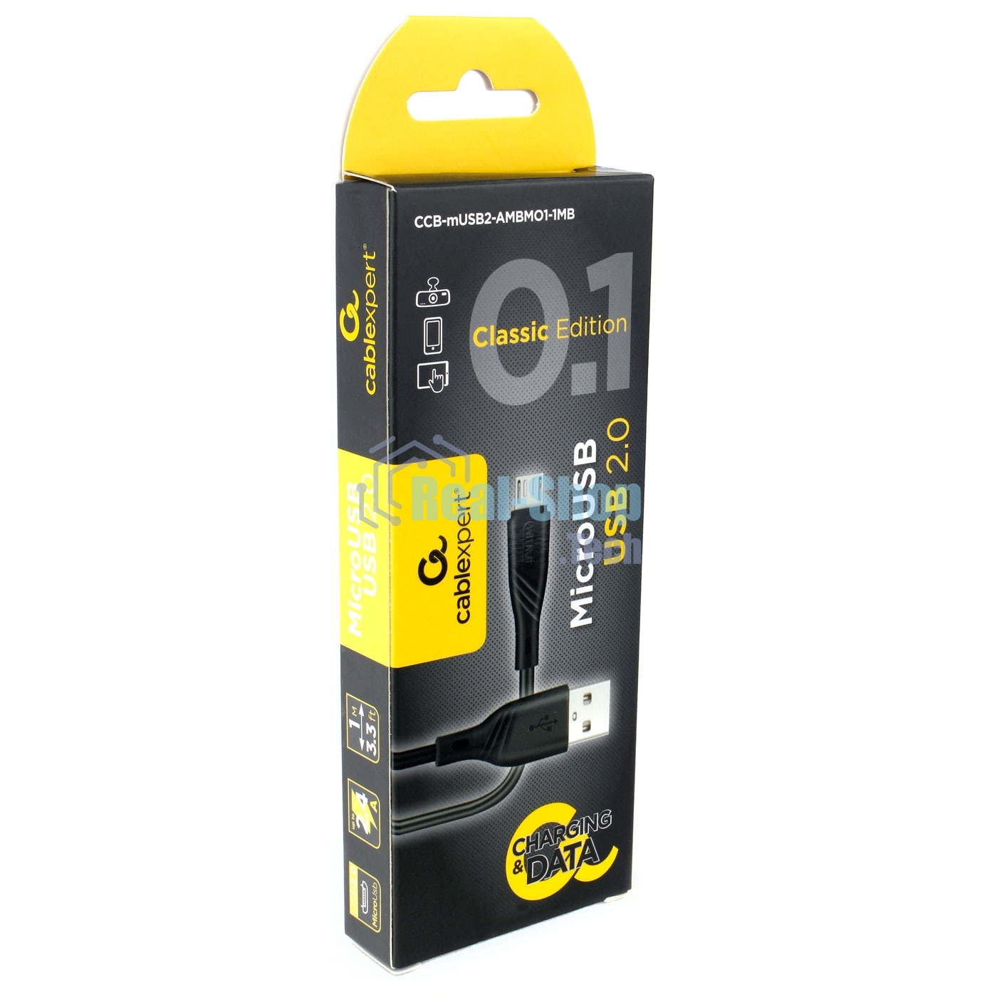 Кабель USB2.0 Cablexpert CCB-mUSB2-AMBMO1-1MB, AM/microB, издание Classic 0.1, 1м, черный, блистер