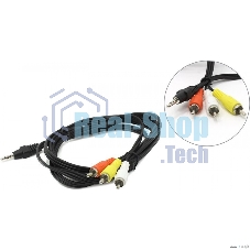 Кабель аудио/видео Cablexpert CCA-4P2R-2M, Jack3.5 4pin папа->3х RCA папа, 2м, черный