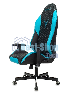 Кресло Knight Neon черный/голубой, экокожа, 120 кг, механизм качания