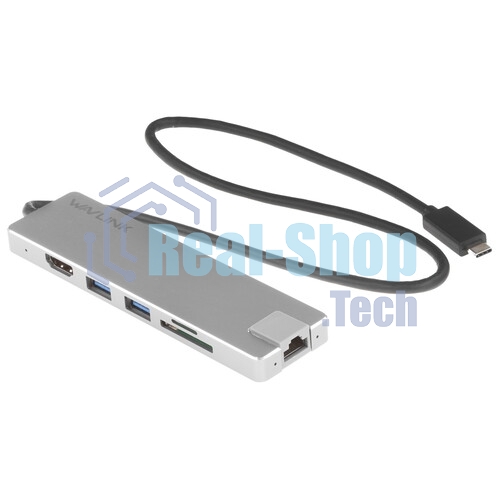USB-концентратор WAVLINK USB Type-C, USB Type-C/USB 3.0/USB 2.0/HDMI/Gigabit LAN/SD/Micro SD, USB