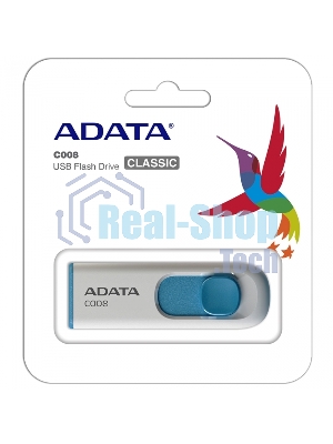 Флешка USB ADATA C008 (AC008-32G-RWE), 32Gb, USB 2.0, R/W 15/5, белый/синий