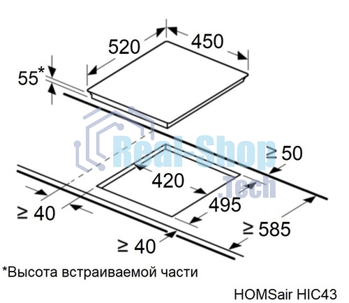Индукционная варочная панель HOMSair HIC43SBG Inverter
