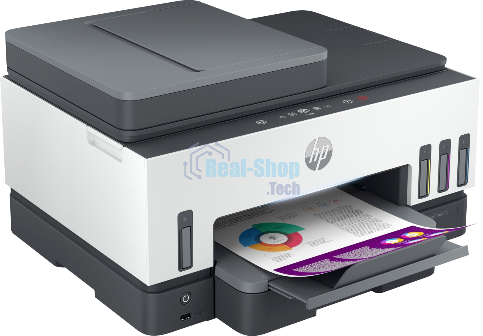 МФУ струйное HP Smart Tank 790 (4WF66A), A4, цветной, печ. до 15 стр/мин. (ч/б) до 9 стр/мин. (цвет), 1200 x 1200 dpi (ч/б печать, скан.) 1200 x 4800 dpi (цвет), USB, Wi-Fi, BlueTooth, Air Print, Mopria