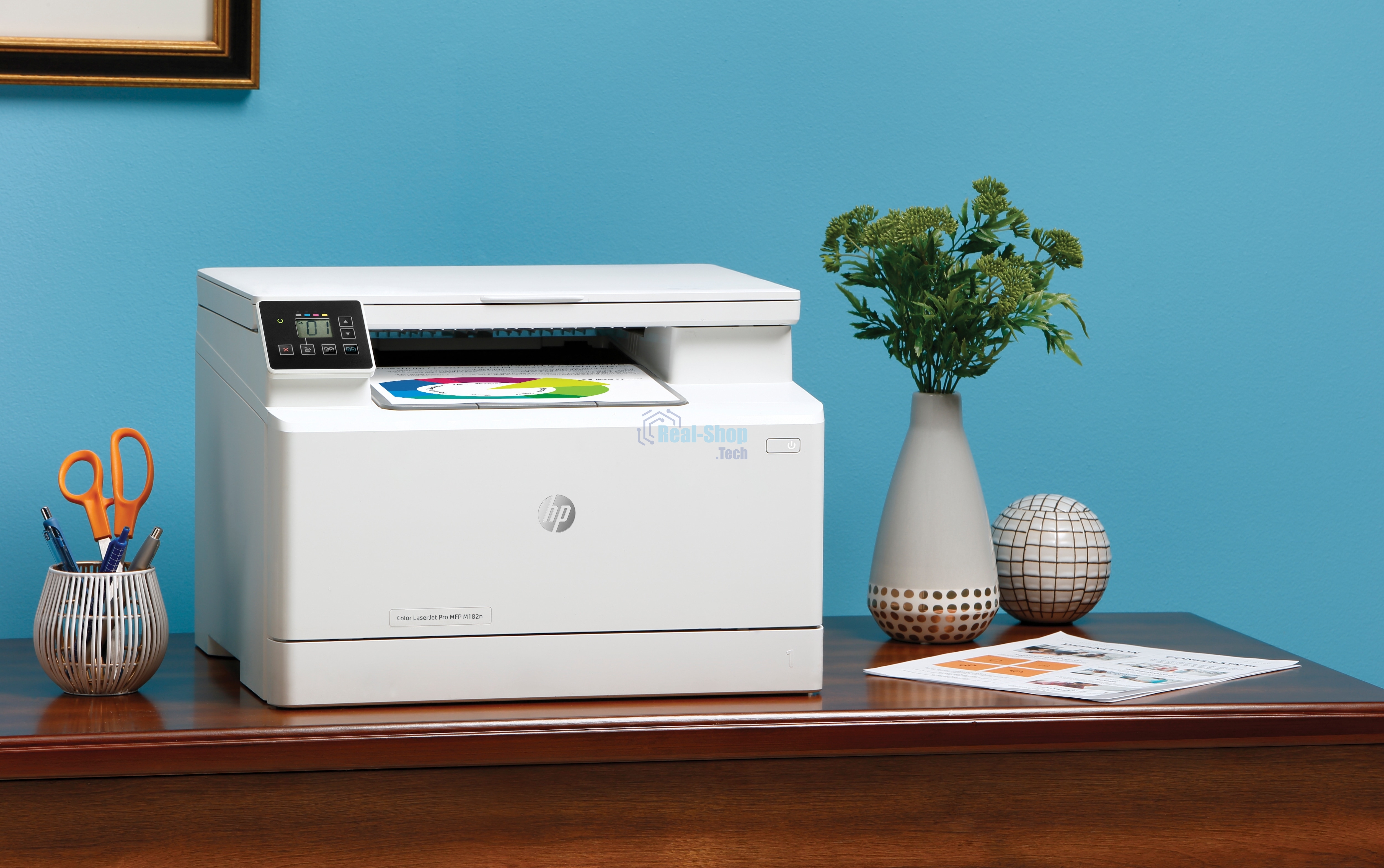 МФУ лазерное HP Color LaserJet Pro MFP M182n (7KW54A), A4, цветной, печ. до 16 стр/мин., 600 x 600 dpi (печать) 1200x1200dpi (скан.), USB, RJ-45, Air Print, Mopria