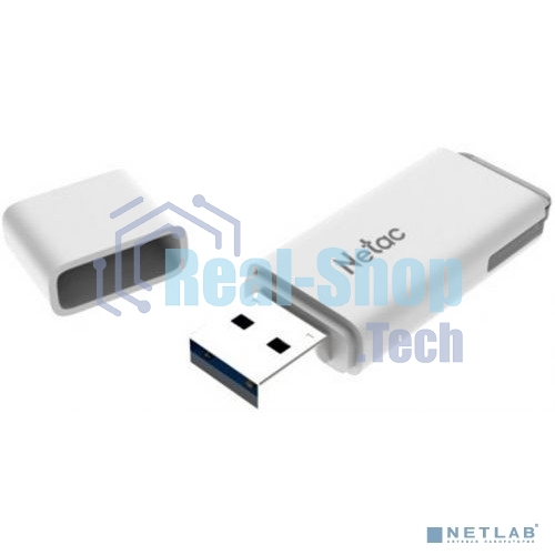 Флешка USB Netac U185 128Gb NT03U185N-128G-20WH, USB 2.0, с колпачком, пластиковая белая