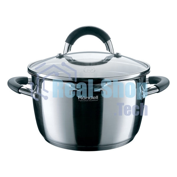 Кастрюля RONDELL RDS-025 Flaммe 5,7л RONDELL Кастрюля RDS-025 с/кр 24 см 5.7 л Flaммe. Диаметр 24см. Объем 5.7 л. Высококачественная пищевая сталь 18/10. Толщина стенок 0.6 мм. Тройное вштампованное, а затем вплавленное дно 5.0 мм. Комбинированная (зеркальная + матированная) обработка внешней поверхности. Отметки литража на внутренней поверхности посуды. Эргономичные крышка из термостойкого стекла со специальным ободком для удобного слива жидкости (2 диаметра отверстий). Ненагревающиеся ручки из нержавеющей стали с вставками из силикона. Надежное клепочное крепление. Плавный переход от дна к стенкам. Подарочная упаковка с ручкой. Буклет с рецептами. Подходит для всех видов плит и посудомоечной машины.