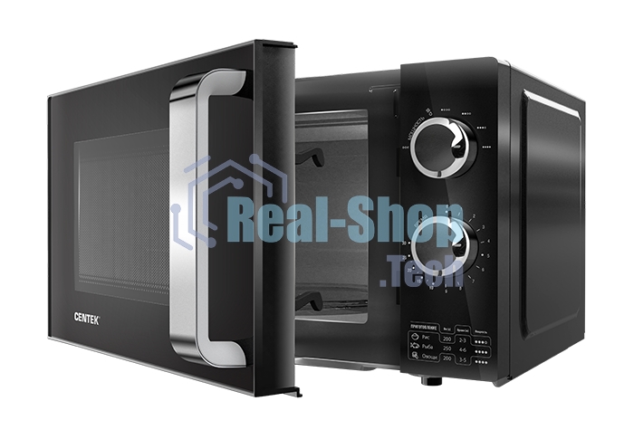 Микроволновая печь Centek CT-1570 черный, 23 л, 900 Вт, переключатели - поворотный механизм