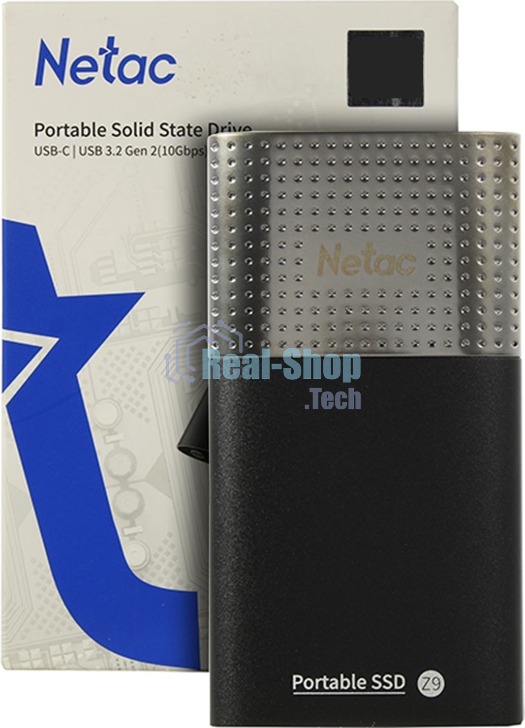 Внешний SSD Netac Z9, 2TB, USB 3.2 Gen 2 Type-C, R/W 550/480, черный