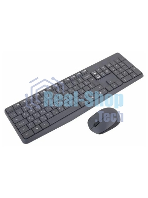 Комплект клавиатура+мышь Logitech MK235 беспроводной, USB, 1000 DPI, серый (заводская гравировка)