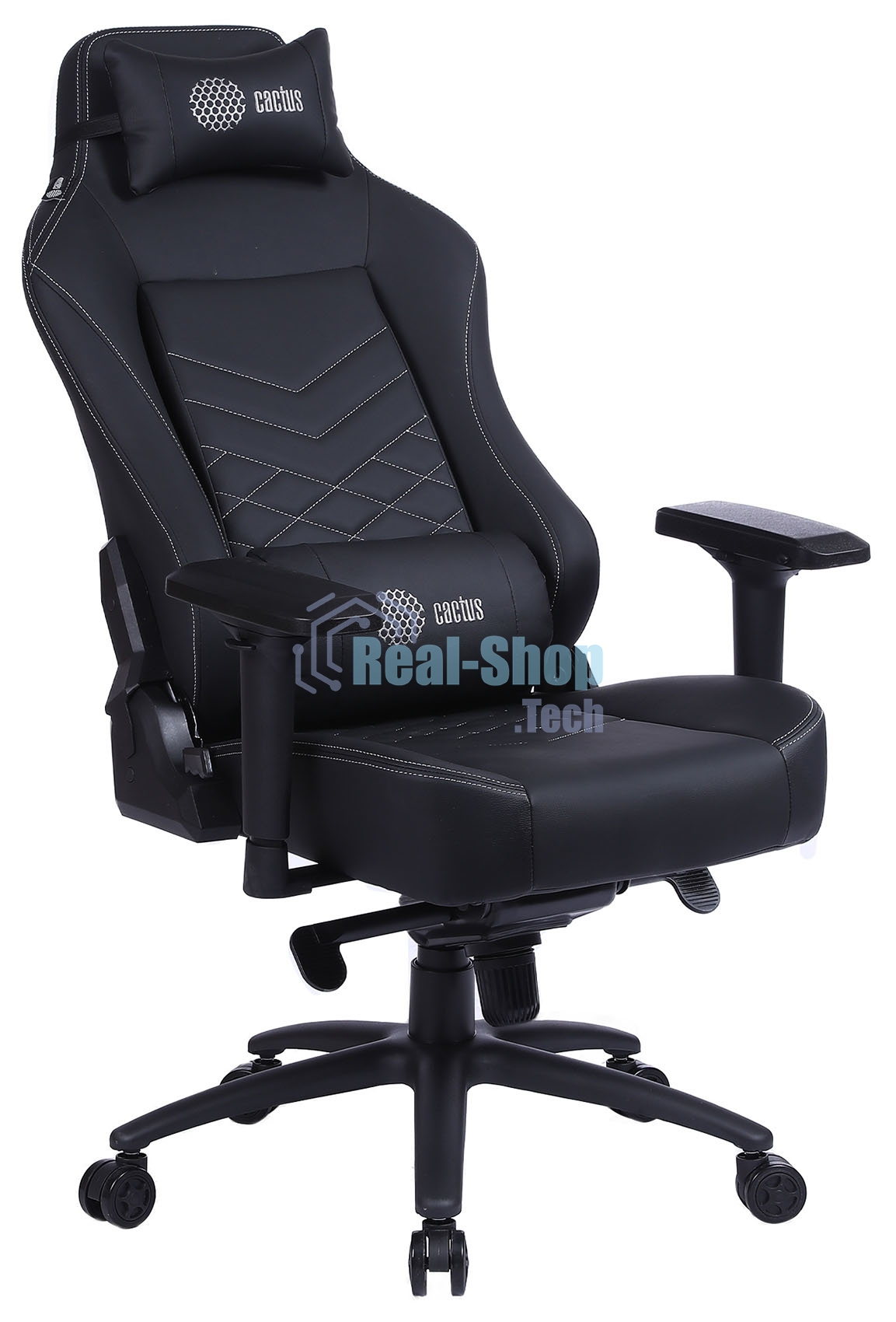 Кресло Cactus CS-CHR-0112BL черный, экокожа, подголовник