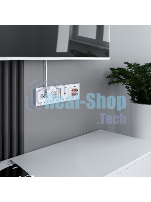 Розетка с заземлением, шторками и USB тип A+C (белый)