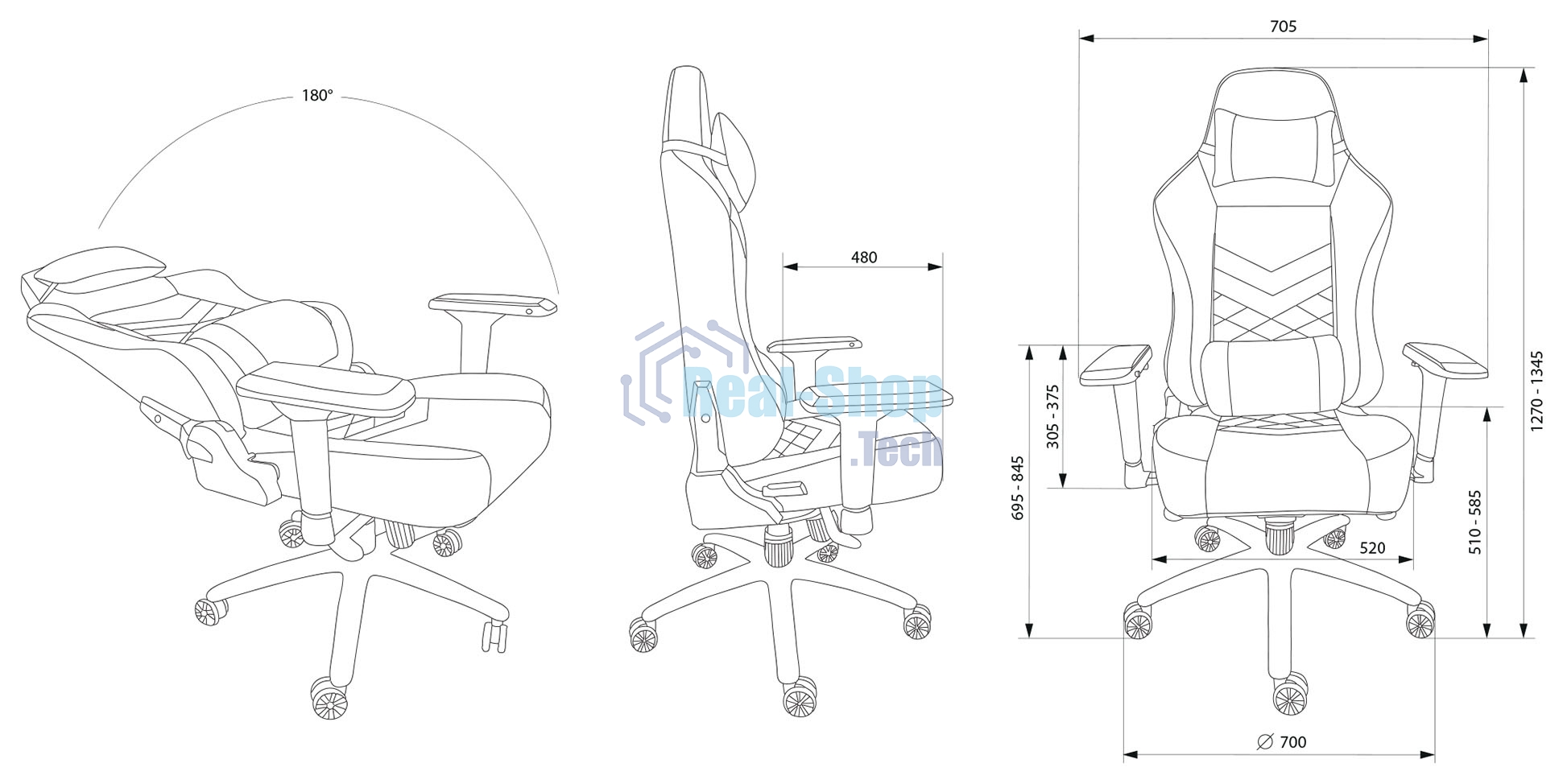 Кресло Cactus CS-CHR-0112BL черный, экокожа, подголовник