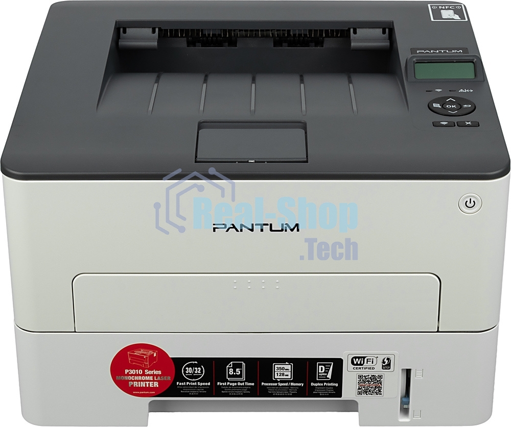 Принтер лазерный Pantum P3010DW, A4, ч/б, печ. до 30 стр/мин., 1200 x 1200 dpi, USB, RJ-45, Wi-Fi, NFC, проектная модель