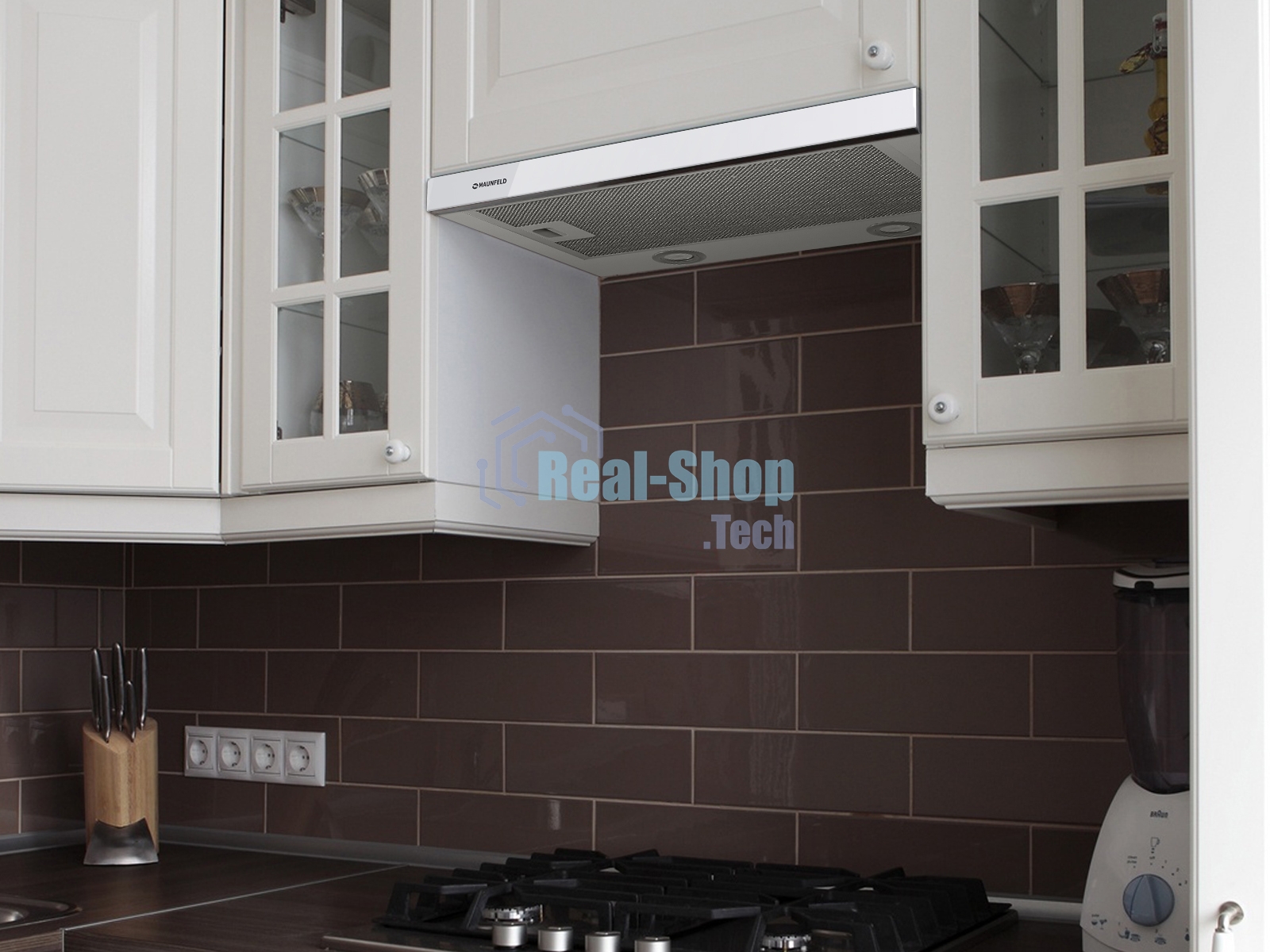 Вытяжка встраиваемая Maunfeld VS Light Glass 60 белый, 60 см, 520 куб. м/ч, 56 дБ