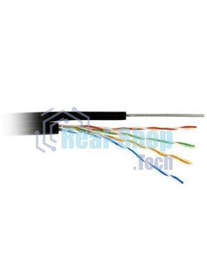 Кабель витая пара Rexant U/UTP cat.5e 4х2х24AWG solid CU PE Outdoor трос черный (м)