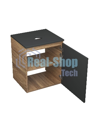 Тумба Bau Dream Blackwood 50 графит, раковина BAU Dream D43, смеситель для раковины высокий Hotel Black, черный