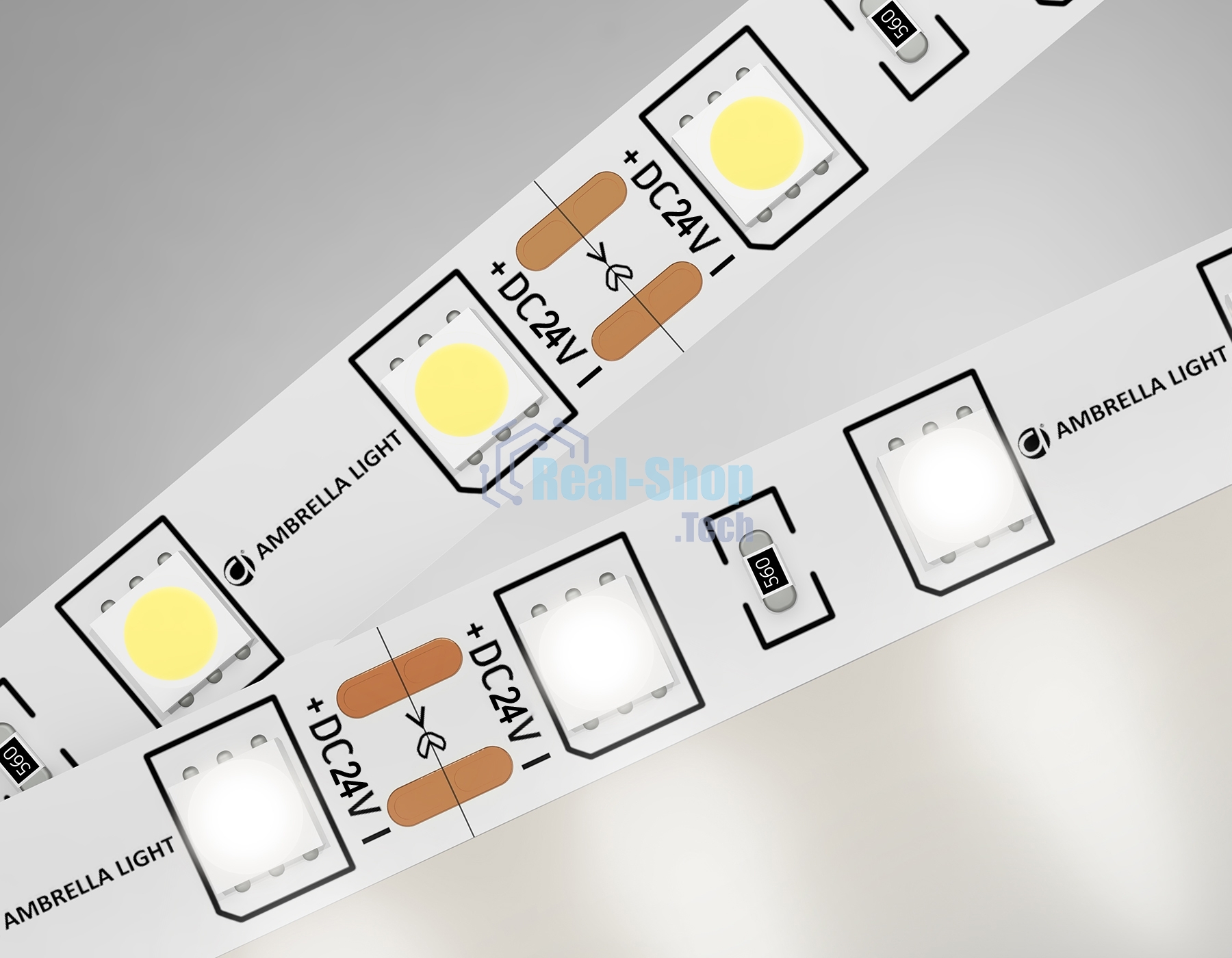 Светодиодная лента Ambrella light GS4002 5050 60Led/ 14.4W m/ 24V IP20 4500K/ 5000*10*1.87mm (2 конт.)