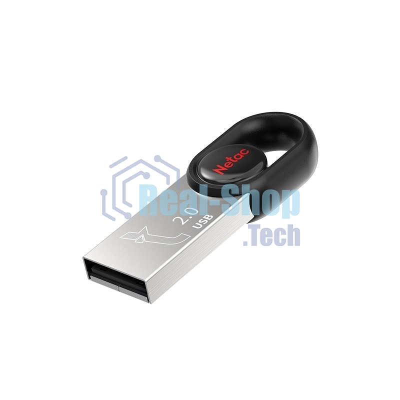 Флешка USB Netac UM2 (NT03UM2N-032G-20BK), 32Gb, USB 2.0, R/W 100/40, серебристый/черный