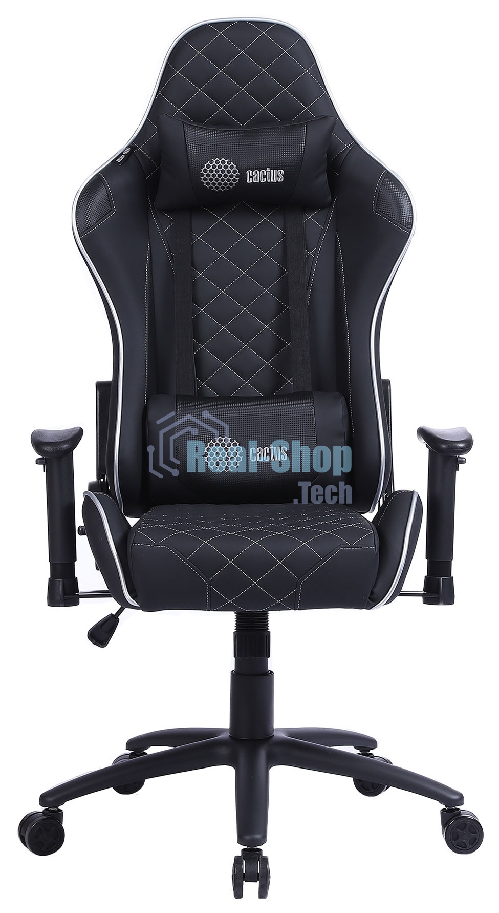 Кресло Cactus CS-CHR-030BLS черный, экокожа, подголовник
