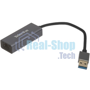 Кабель-переходник USB 3.0 (Am) --> LAN RJ-45 Ethernet 1000 Mbps, Aluminum Shell,Telecom TU312M