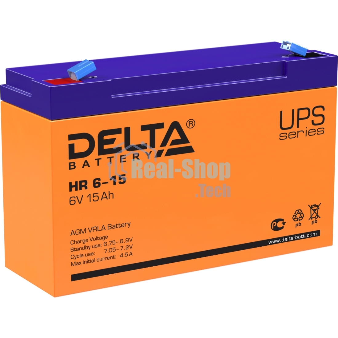 Батарея для ИБП Delta HR 6-15 (6V 15Ah)