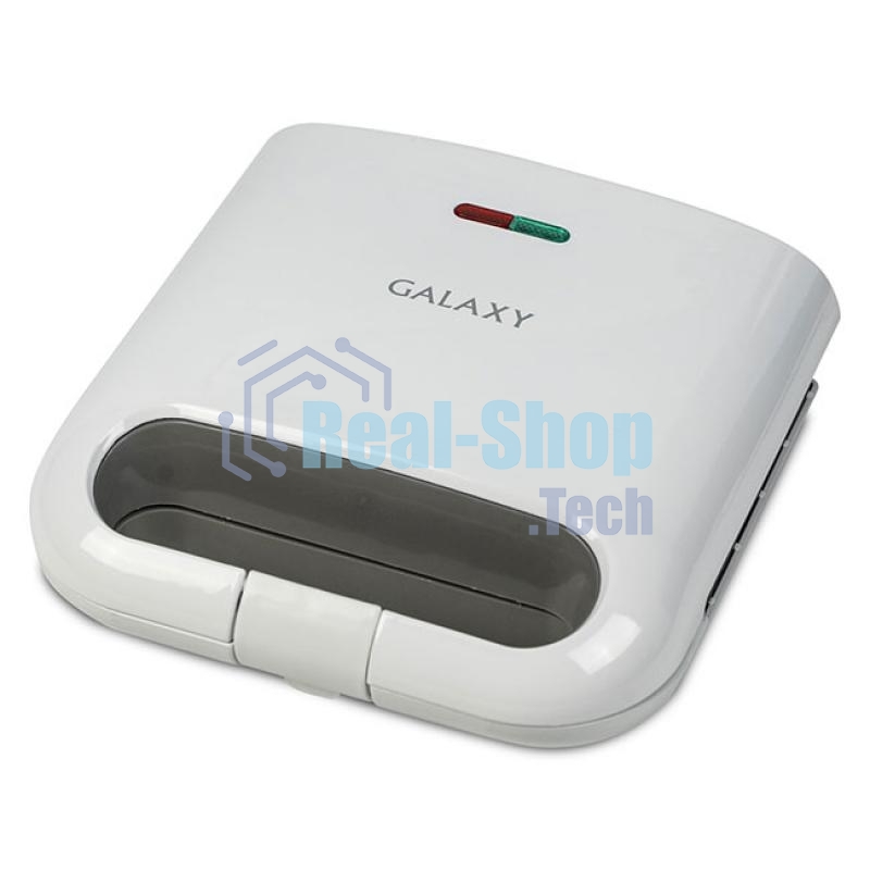 Сэндвич-тостер Galaxy Line GL 2962, белый, с несъемными пластинами, 800 Вт, индикаторы нагрева и сети, антипригарное покрытие рабочей поверхности, теплоизолированный корпус, прорезиненные ножки, препятствующие скольжению