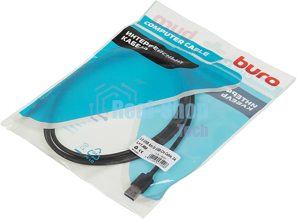 Кабель Buro BHP USB-TPC-1.8 USB 3.0 A(m) USB Type-C (m) 1.8м черный