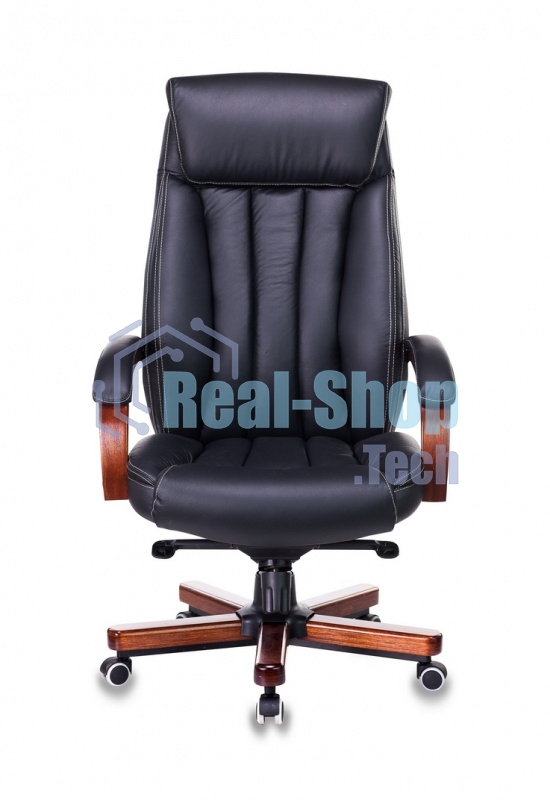 Кресло Бюрократ T-9922WALNUT/BLACK черный, кожа