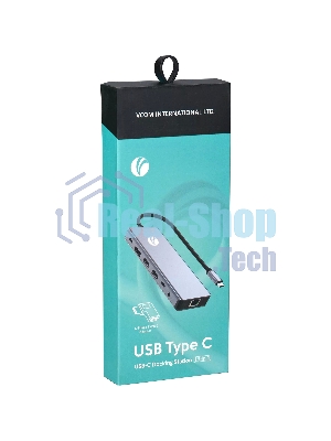USB-концентратор VCOM CU4706, USB Type-C, HDMI/DP/USB3.0/TC/USB2.0/RJ45/SD/TF/PD/3.5 мм jack, USB Type-C