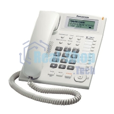 Телефон проводной Panasonic KX-TS2388RUW белый индикатор вызова,повторный набор последнего номера,4 уровня громкости звонка