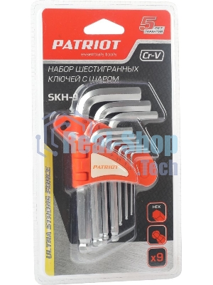 Набор ключей PATRIOT SKH-9, шестигранные с шаром,1,5-10мм, CRV, 9 шт