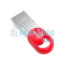 Флешка USB Netac UM2 (NT03UM2N-064G-32RE), 64Gb, USB 3.0, R/W 130/50, серебристый/красный