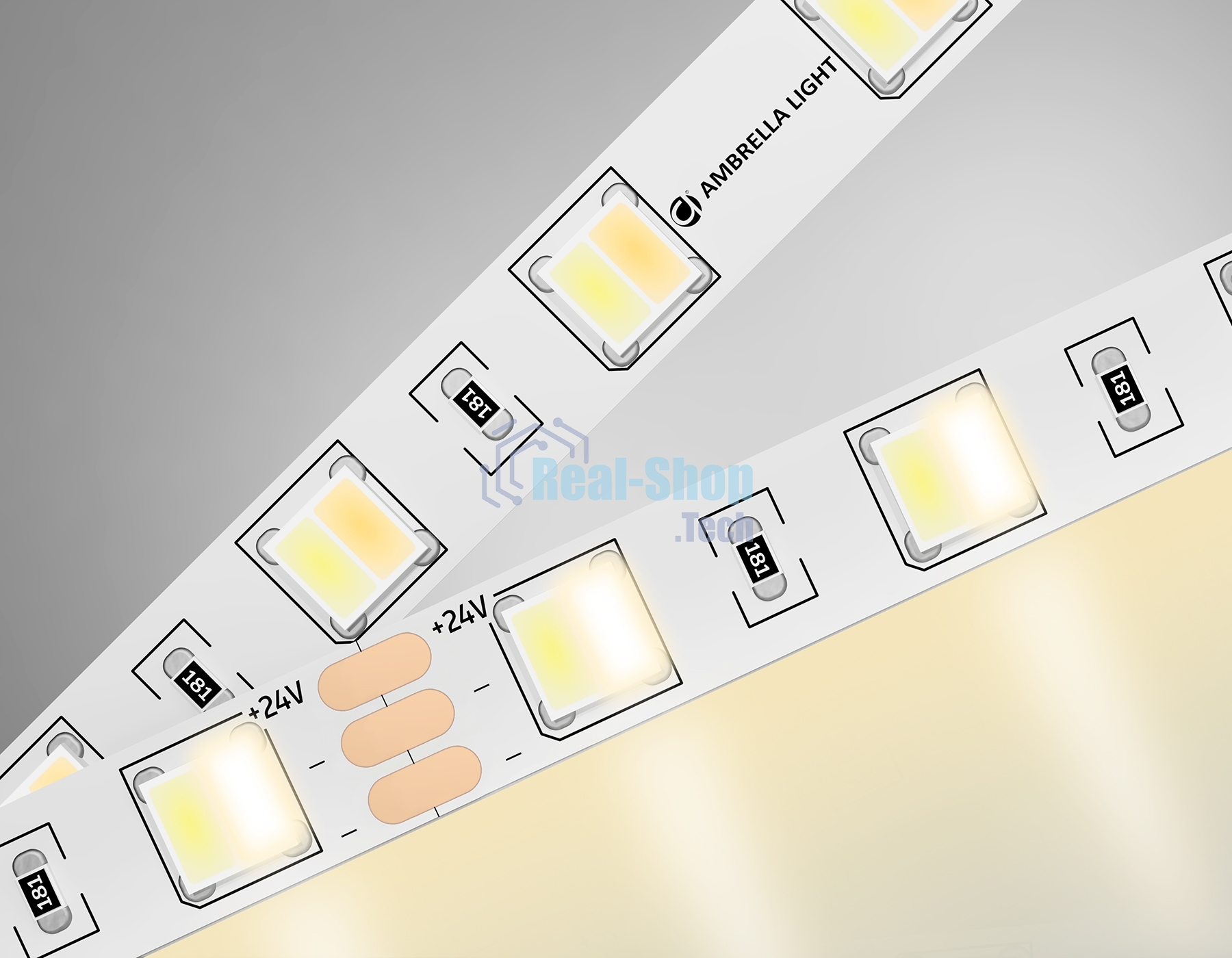 Светодиодная лента Ambrella light GS4101 5050 60Led/ 14W m/ 24V IP20 CCT 3000-6500K/ 5000*10*1.87mm (3 конт.)